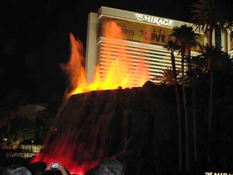 Mirage Volcano at Night