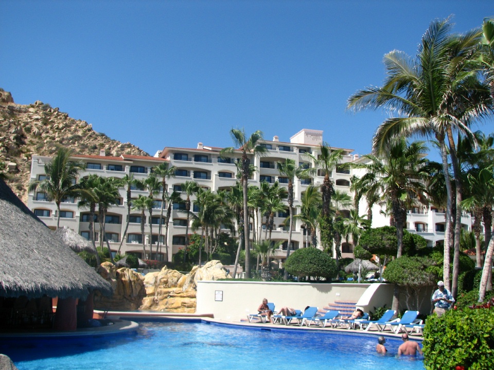 View of hotel from the pool