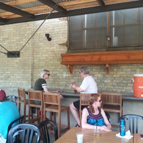 2016-06-11 14.31.01 Lakefront Brewery tour/tasting in Milwaukee - lunch - Natalie and Janice