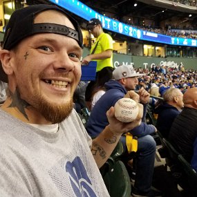 2018-10-20 20.00.29 Justin caught a foul ball - it hit off of the press box behind us, he put his arm up and caught it.