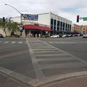 20210520_161904 Downtown Prescott - diagonal crosswalk The concept involves periodically stopping all vehicular traffic for 30 to 35 seconds, allowing pedestrians on all four...