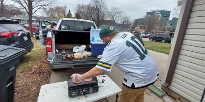 20241124_124355 Packers versus San Francisco - tailgating - Justin's special touch added to the burgers from Rupena's