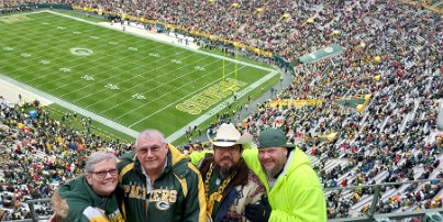 20241124_145924 Packers versus San Francisco - Janice, David, Miguel, Justin Game time temperature was 42 degrees.